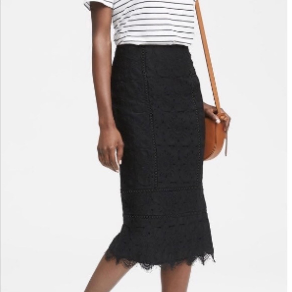 Banana Republic black lace pencil skirt in tall